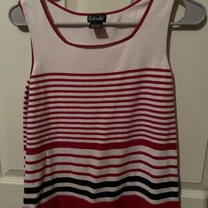 Rafaella Women's Striped Tank Top - Red and White